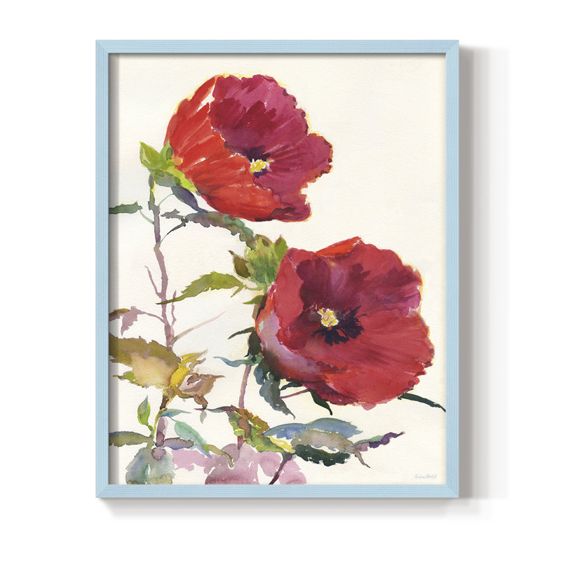 Hibiscus Glow I Framed Print - Solid Wood, Blue, 30" H x 24" W