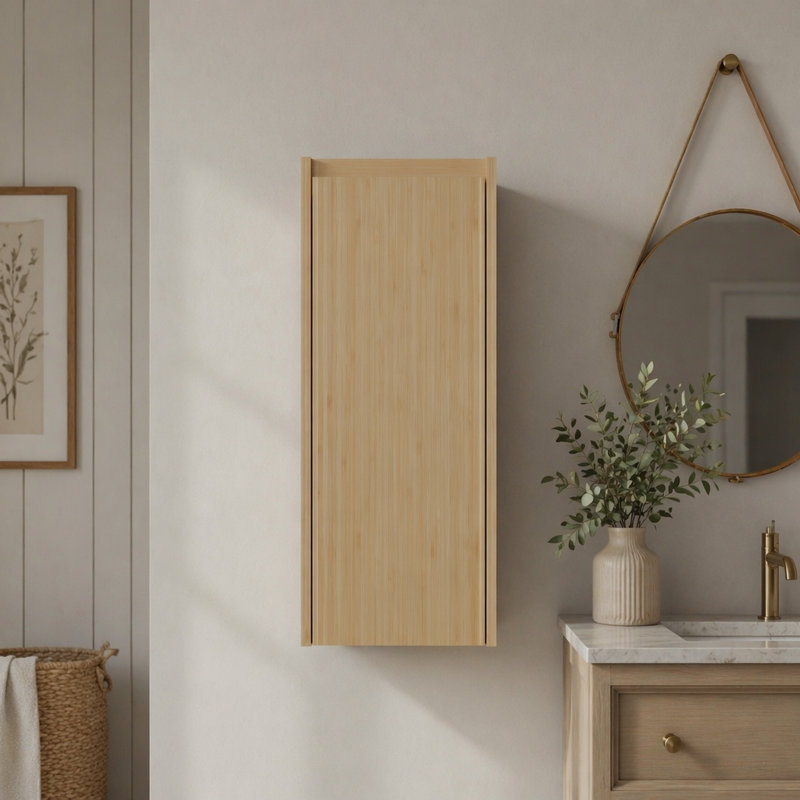 Armoire murale en bambou à grande capacité de style rustique avec rangement spacieux pour salle de bain moderne
