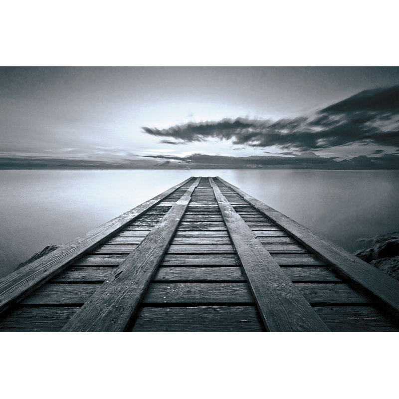 Cosmic Dock BW par Katherine Gendreau, Non, Toile avec cadre blanc, H 32 po x l 48 po x P 1,25 po