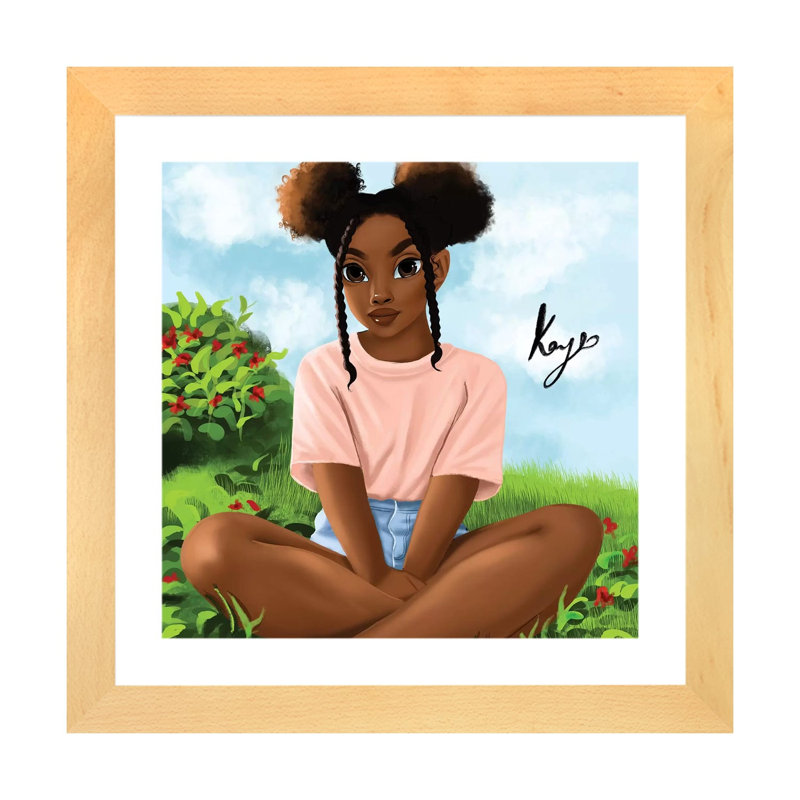 Garden par Princess karibo-impression d’art graphique, Blanc, Toile avec cadre en bois beige, H 24 po x l 24 po x p 1 po