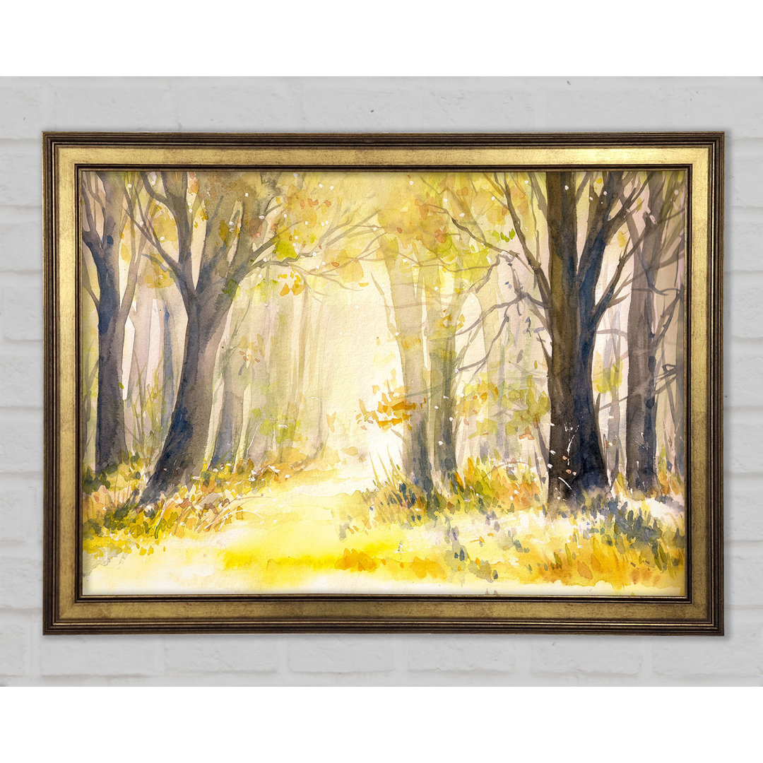 Gelber Wald Waldland Aquarell - Druck