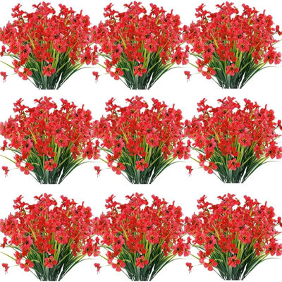 30PCS Artificial Flowers for Outdoors UV Resistant Faux Plants Outdoor Fake Flowers for Outside Home Porch Window Box Spring Summer Decor