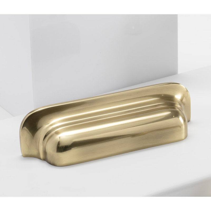 Edgewood Collection Cup Pull - Transitional Hardware for Drawers & Cabinets, Antique Brass, 3 3/4"