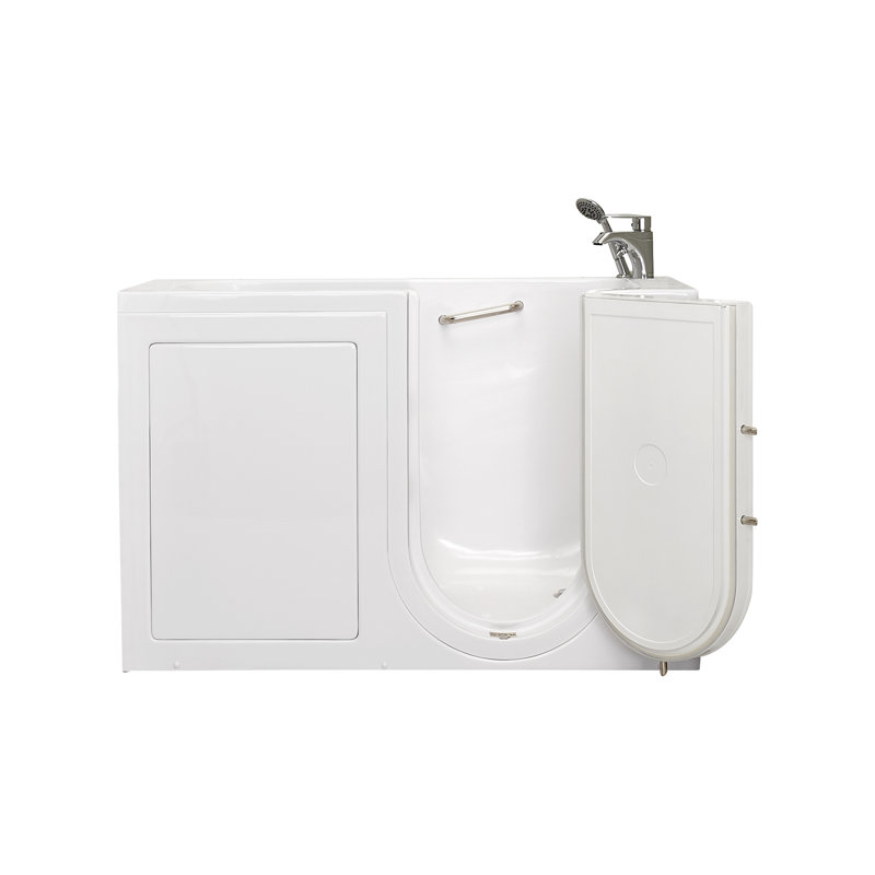 Ella Lounger 27"x60" Acrylic Soaking Walk-In-Bathtub, Right Outward Swing Door, 2 Piece Fast Fill Faucet, 2" Dual Drain