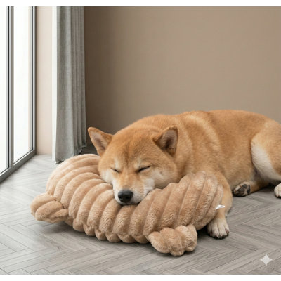 Dog Calming Pillow with Soft Texture and Neck-Friendly Design, Machine-Washable Pet Neck Pillow Suitable for Small, Medium, and Large Dogs and Cats, 14 by 9 Inches, Coffee Shade