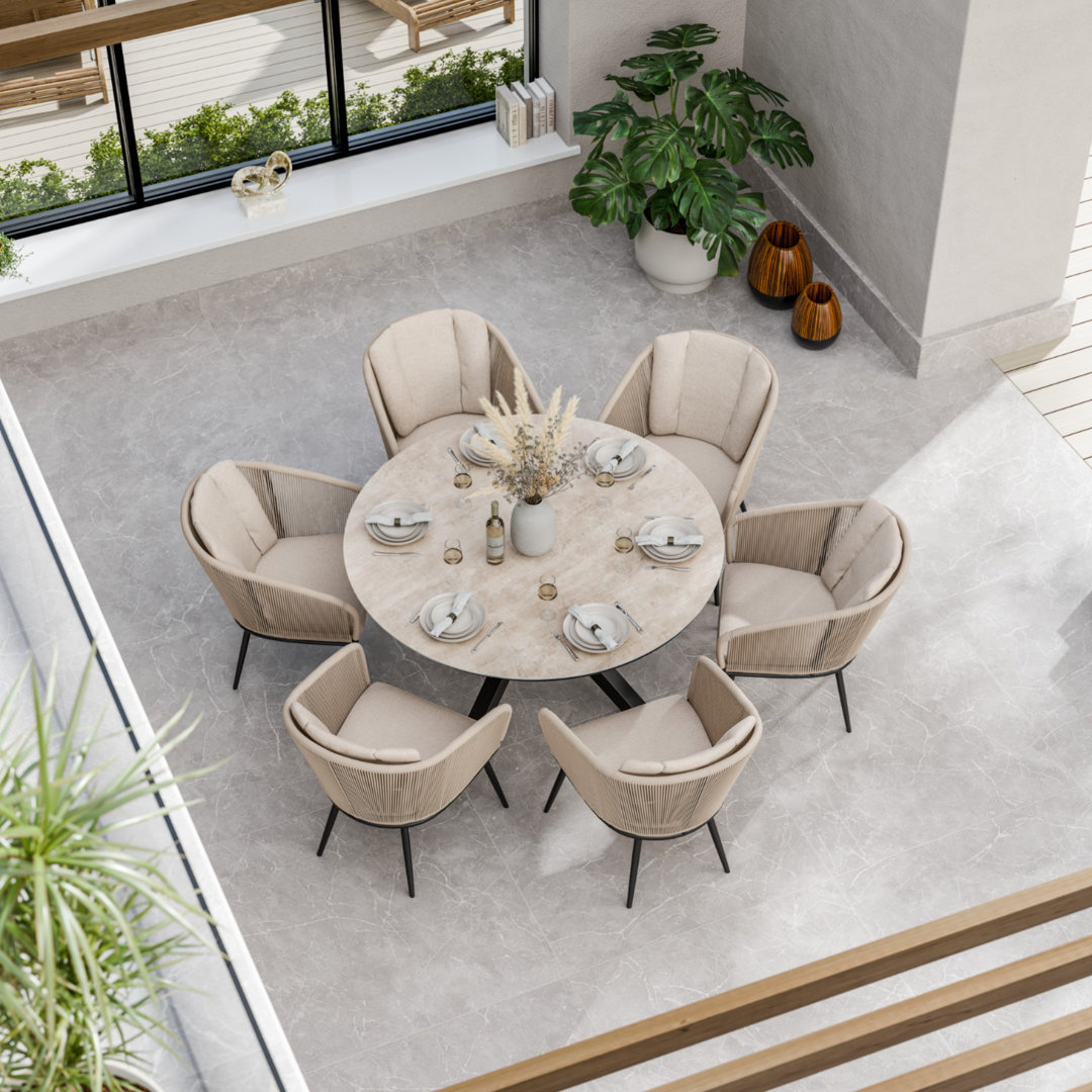 Bali 6 seater 150cm Dining Set with Rope chairs