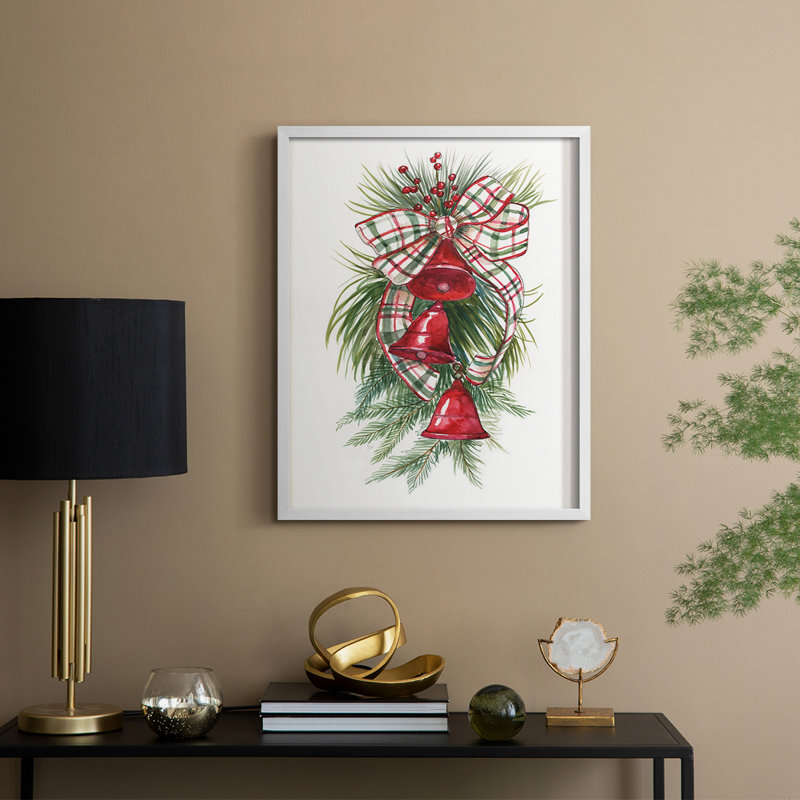 «Holiday Bells», reproduction encadrée - bois massif, H 30 po x l 24 po, Blanc