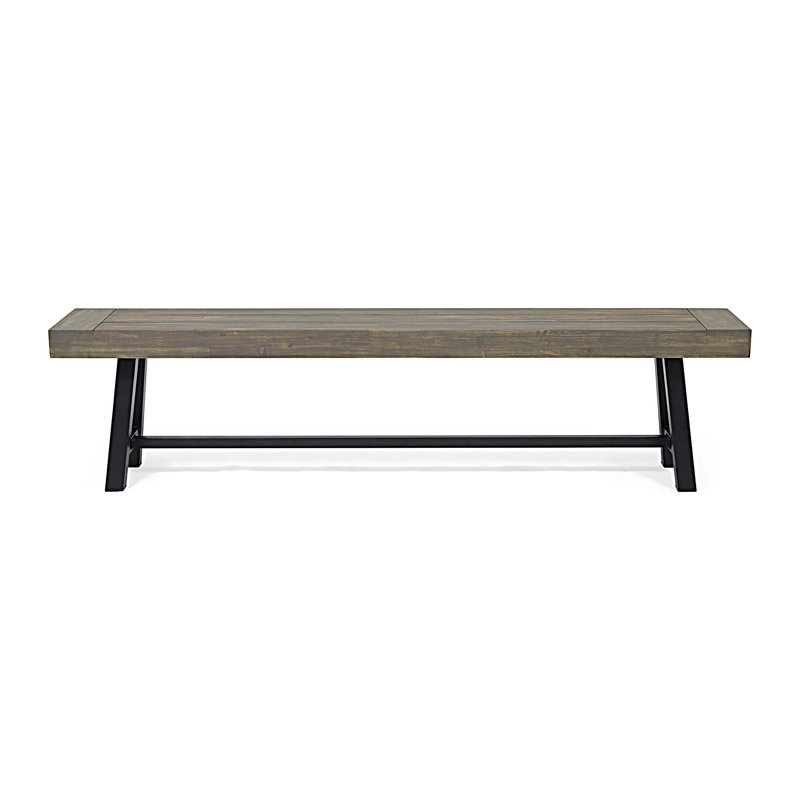 Banc de patio extérieur en bois d'acacia, gris / métal rustique