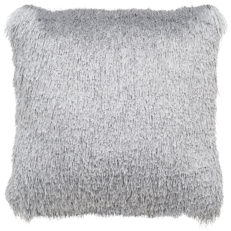 Silver Shag Polypropylene Square Throw Pillow Set