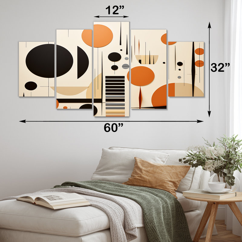 Echoing Ellipse Beige Geometric Frequency IV - Abstract Geometric Multipanel Wall Art Set