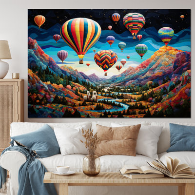 Art sur toile ballon bleu sarcelle - montgolfière