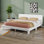 Base de lit plateforme double avec tête de lit et lattes en bois