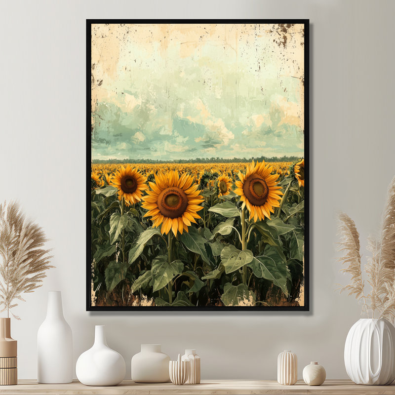 Art mural Dorwell Summer, H 40 po x l 30 po, Noir, Reproduction avec cadre flottant