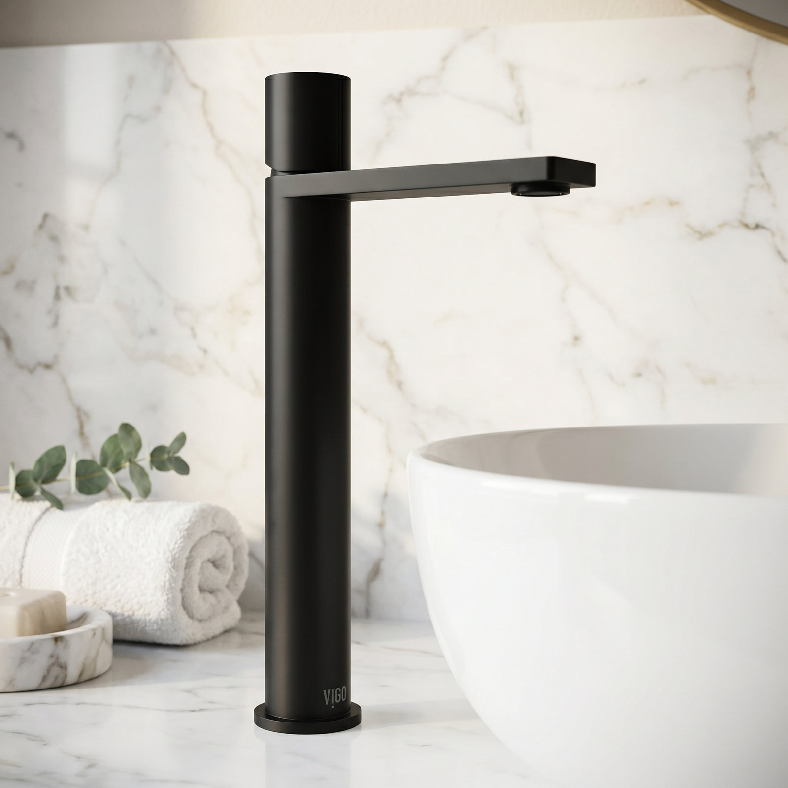 Gotham Vessel Bathroom Faucet, Matte Black