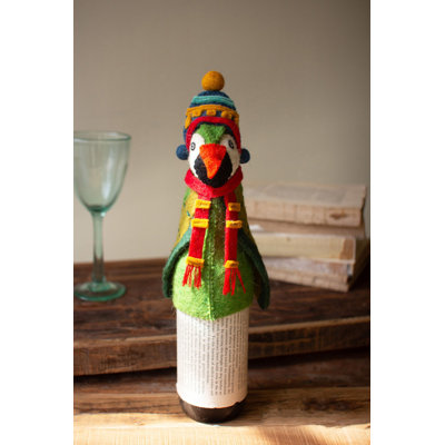  Felt Bottle Topper Parrot Christmas Decoration 9.5"Tall
