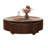 Walnut Wood Grain Pattern Round Coffee Table With 2 Storage For Living Room-1866624403