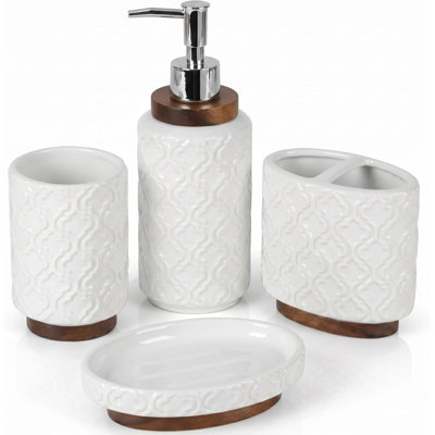 Four piece bathroom accessory set