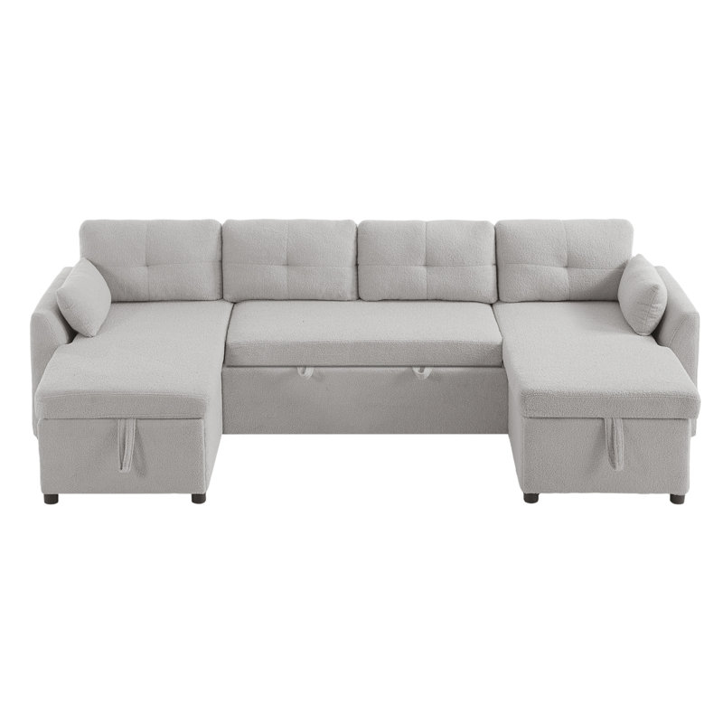 Canapé-lit modulaire moderne en U avec canapé-lit de 107 po avec amplement d'espace de rangement et ports USB pour le salon