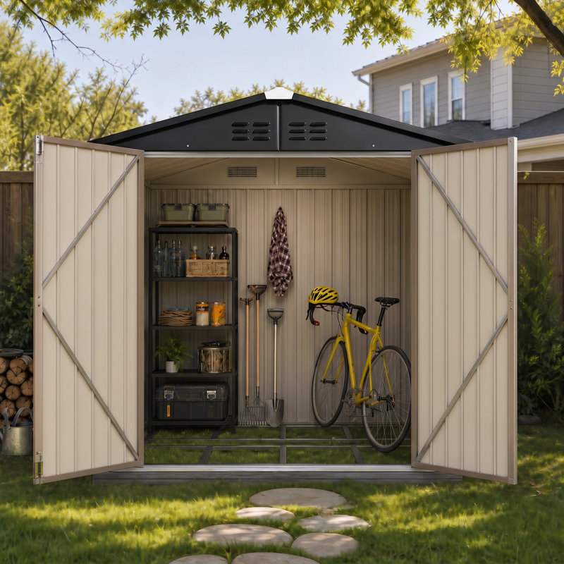 8 Ft. W X 6 Ft. D Metal Storage Shed With Metal Base Frame Kit