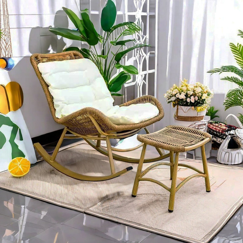 Comfy PE Imitation Rattan Leisure Rocking Chair, Brown