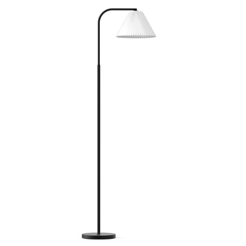 Arched Floor Lamp With Remote Control, Bulb Included And Pleated Fabric Shade