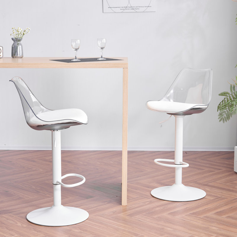 Swivel Upholstered Adjustable Height Counter Stool, White