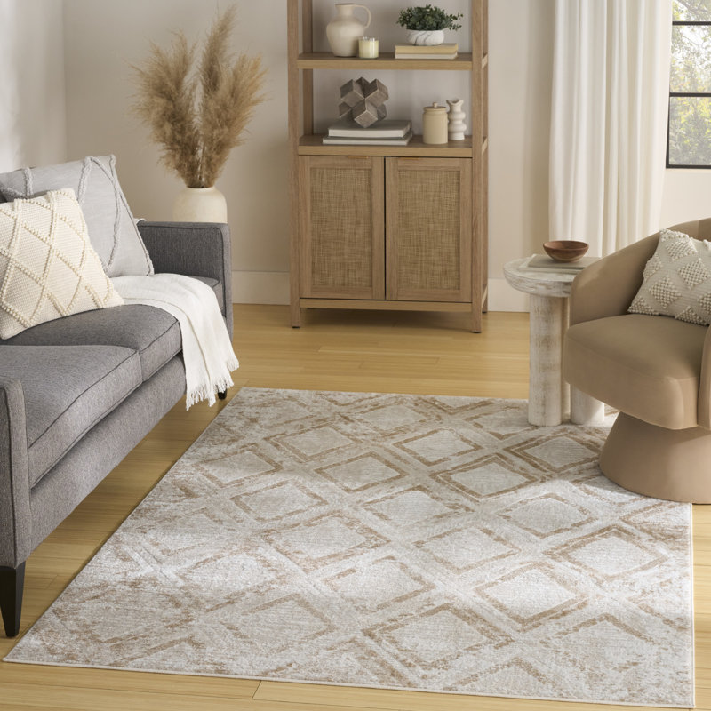 Leuchte 4' x 6' Ivory Beige Modern Indoor Rug, Rectangle 4' x 6'