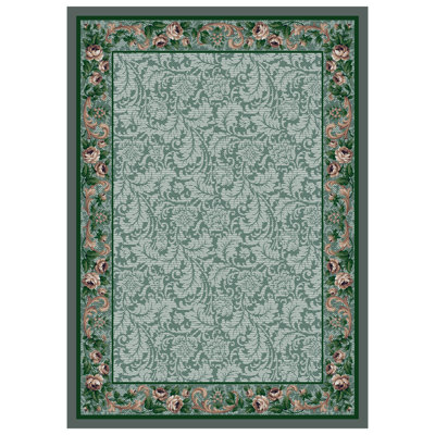Alminus Innovations Rose Damask Aqua Area Rug