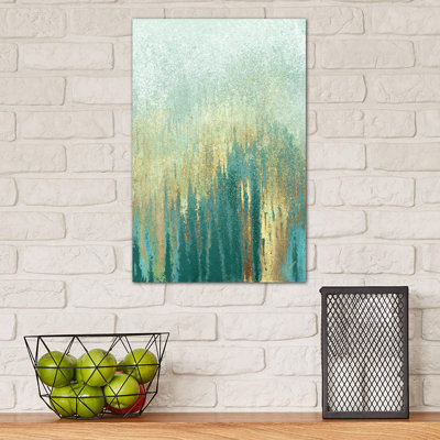 Teal Golden Woods by Roberto Gonzalez - Wrapped Canvas Painting
