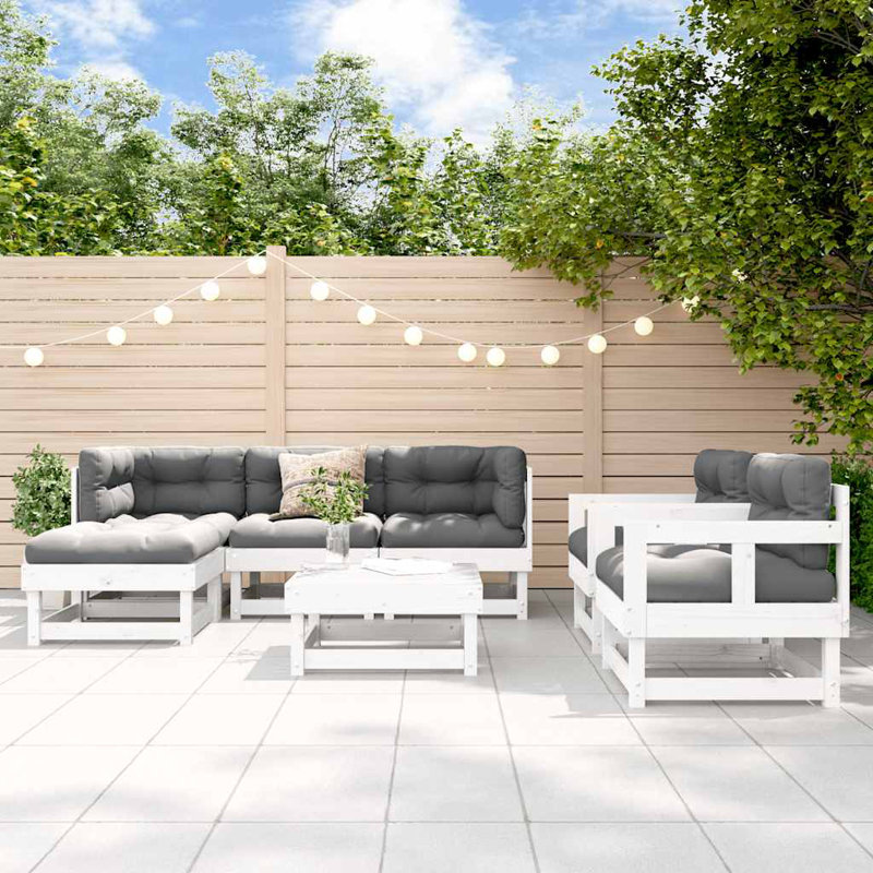 Ensemble de conversation avec coussins Chongris, L 24 po x l 23,8 po x H 11,8 po, Gris anthracite, Blanc