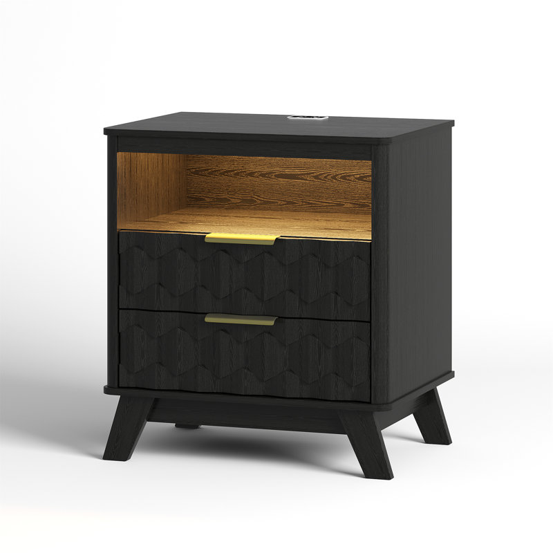 50cm W Bedside Table, Black