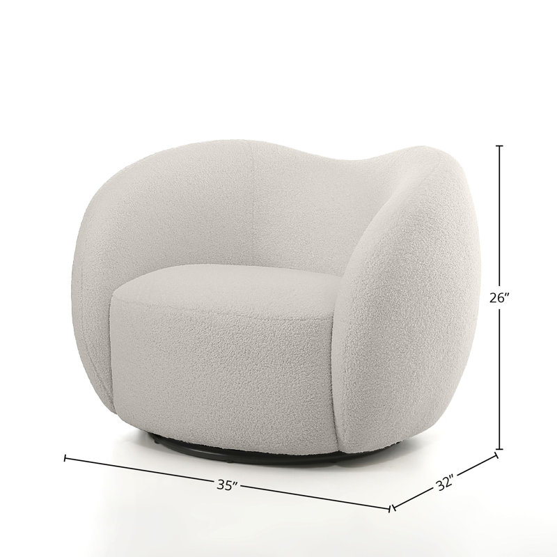 Upholstered Barrel Chair, Beige Wool