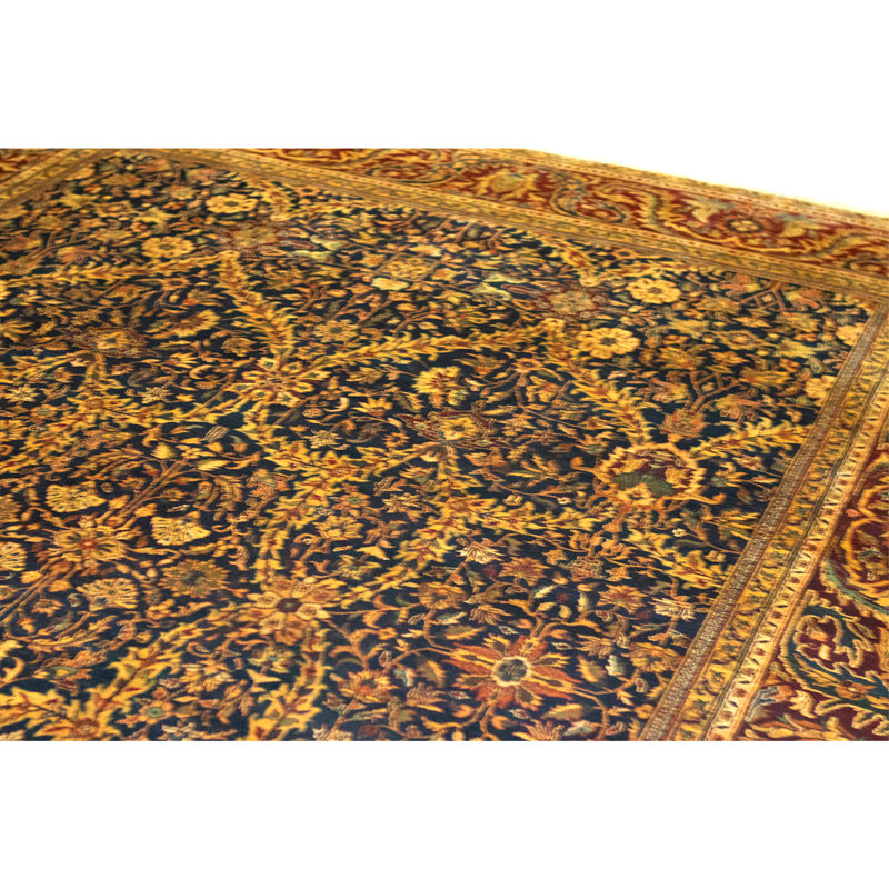 High-Quality Hand-Knotted Blue And Red Area Rug