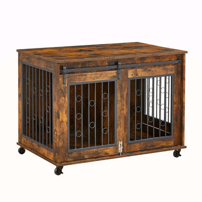 Cage pour chien avec porte coulissante pour cloisons, brun rustique, l 39,37 po x P 25,20 po x H 28,94 po