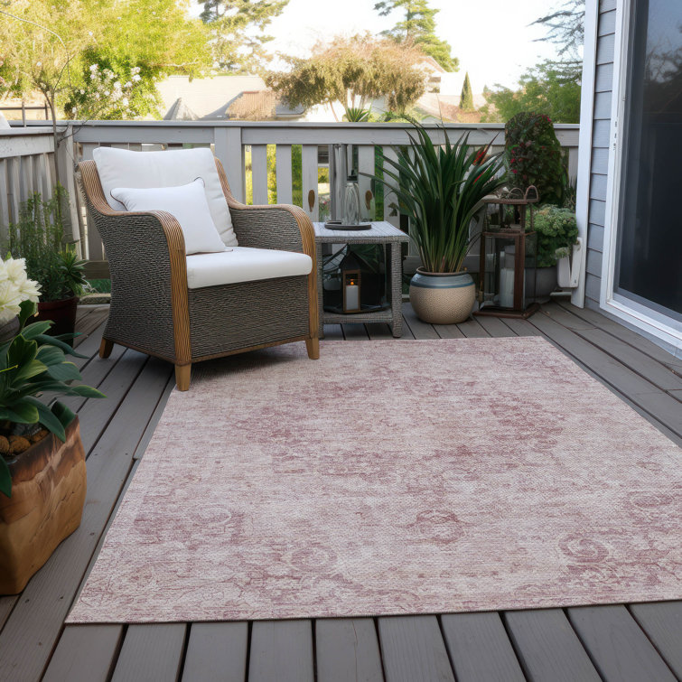 Machine Washable Indoor/Outdoor Claudian ACN1238 Pink Rug