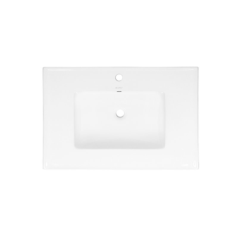 36 comptoir de meuble-lavabo en céramique, Trou unique, Blanc lustré