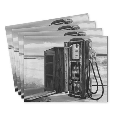 Old Gas Pump Polyester Dreketi Set of 4 | Home Decor