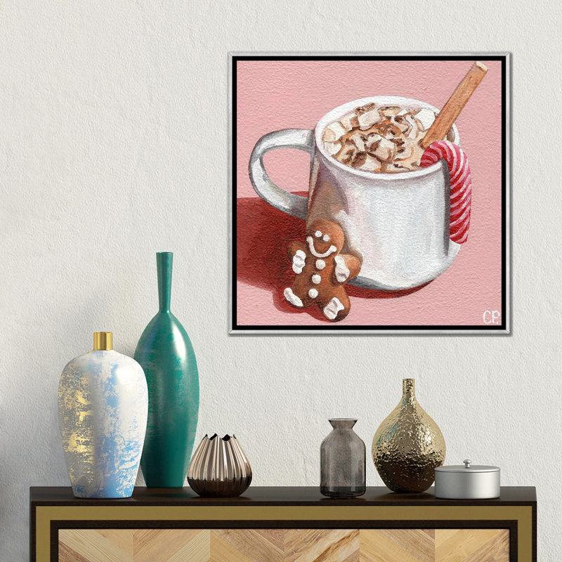 Festive Hot Choc - reproduction d'art murale - toile encadrée, Cadre flottant sans passe-partout, Argent argent
