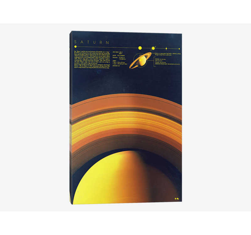 2046 Design «Saturn» - Impression sur toile tendue, H 18 po x l 12 po x P 1,5 po, Toile tendue, Pas de tapis