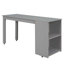 Lit mezzanine basse avec armoire intégrée, tablettes et bureau portable roulant, offrant de multiples fonctions pour un espace de vie et d'apprentissage amélioré.-1100047520