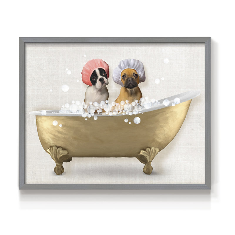 «Bath Dogs IV», impression encadrée, Gris, H 22 po x l 28 po