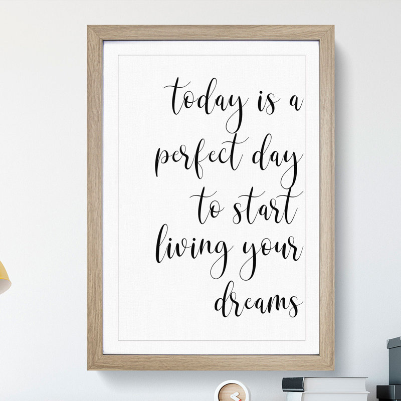 Today Is a Perfect Day - Picture Frame Typography, 90cm H x 65cm W x 2cm D, Oak