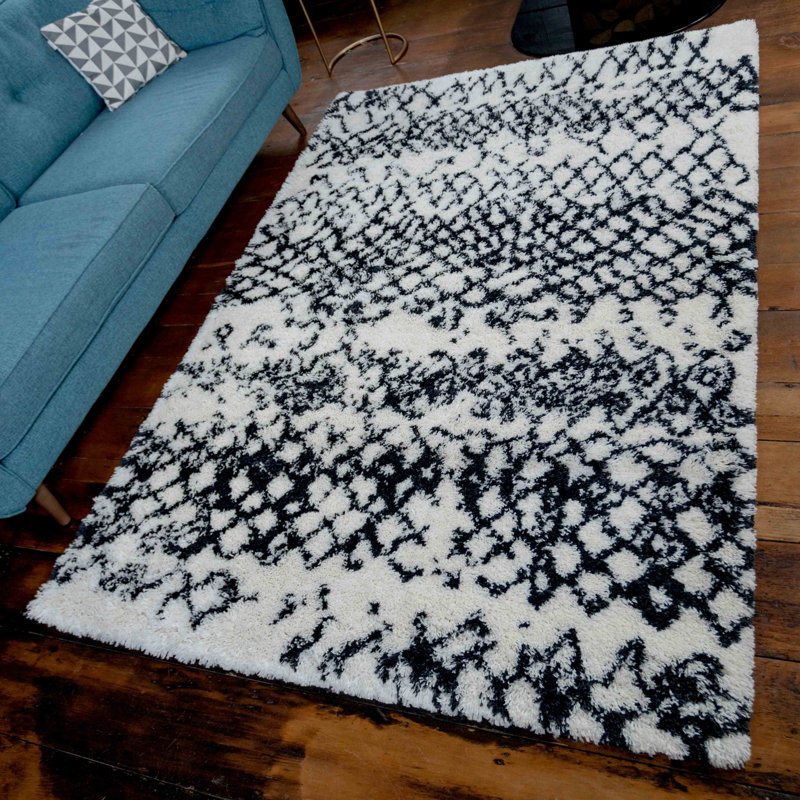 Reede Shaggy Beige/Black Rug, Rectangle 120 x 170cm