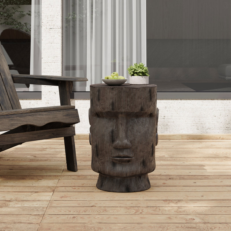 Tabouret de table d'extérieur à piédestal avec statue de Moai