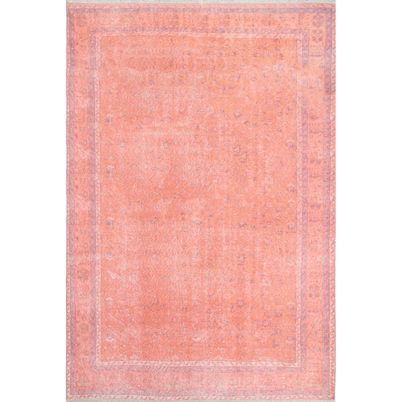 Tapis oriental corail Montmorency, Rectangle 7 pi 6 po x 9 pi 6 po