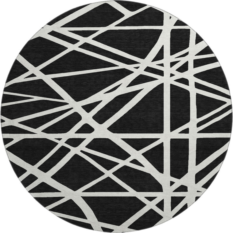 Premium Machine Washable Cossette AMF1040 Geometric Rug, Rond 8 pi