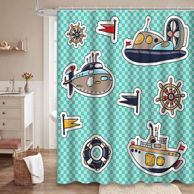 Rideau de douche imperméable à l'eau avec 12 crochets