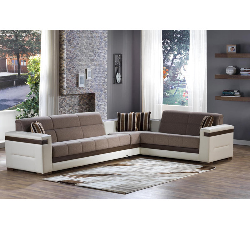 Mosillo Upholstered 124 " Polyester L-Shaped Sectional