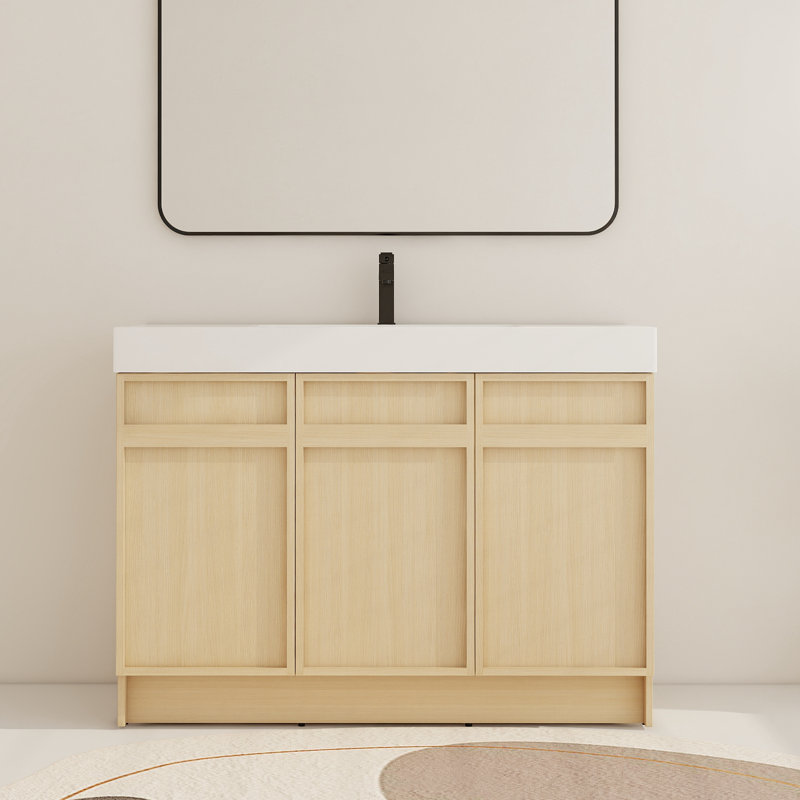 48 Inch Vanity, 48 bathroom vanity with top, 48 inch bathroom vanity, 48" Single Bathroom Vanity Set, 48'' Single Sink Vanity with 3 Doors and Resin Basin Sink