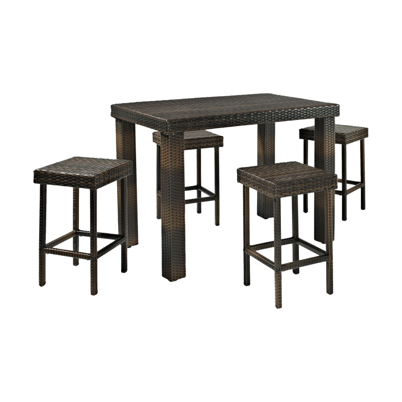 Crosson 4 - Person Wicker Patio Dining Set Rectangular Table